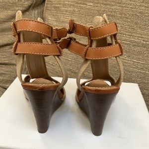 Chloe Shoes | Chloe Canvas Leather Wedge Sandal 36 | Poshmark